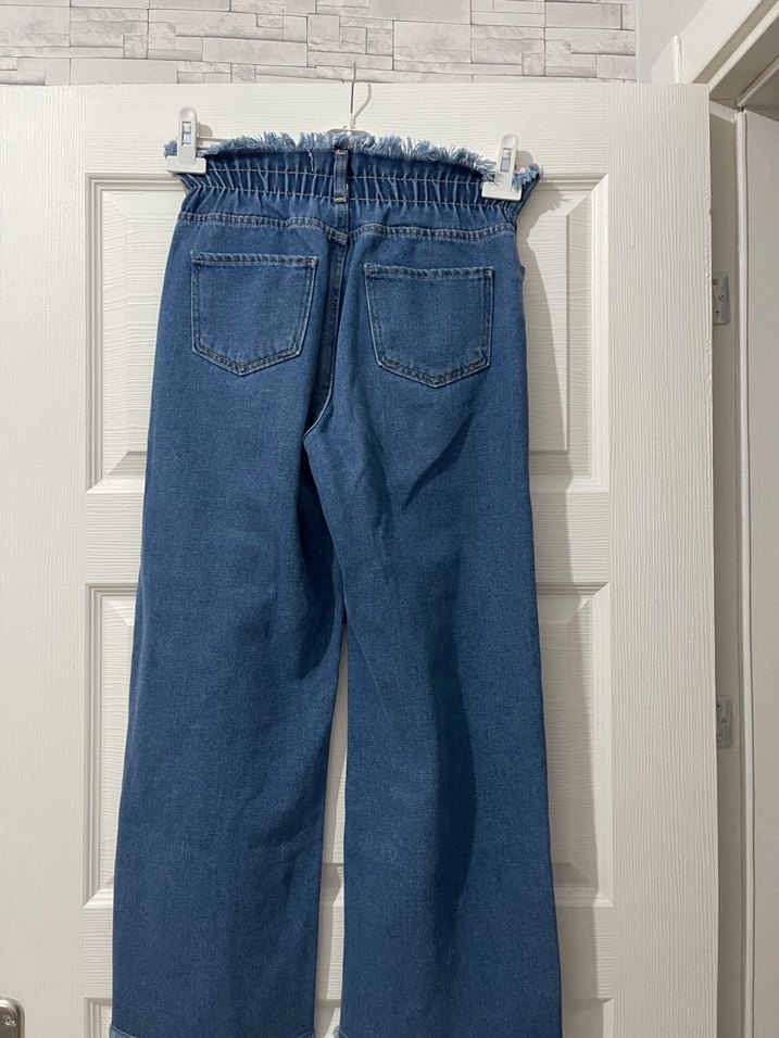 Kadın Mavi Bol Kesim Midi Kot Pantolon - Görsel 2