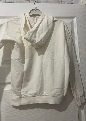 Beyaz Kapüşonlu Kadın Sweatshirt - Görsel 2