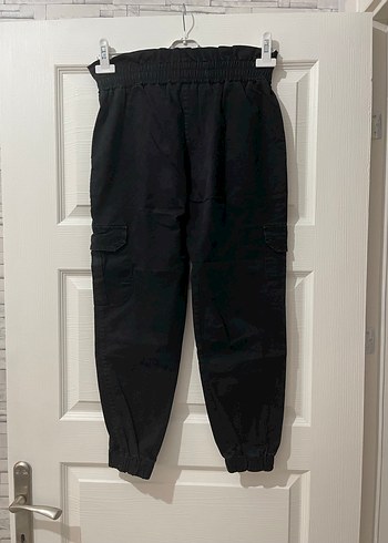 Kadın Siyah Kemerli Bol Kesim Denim Pantolon - Görsel 3