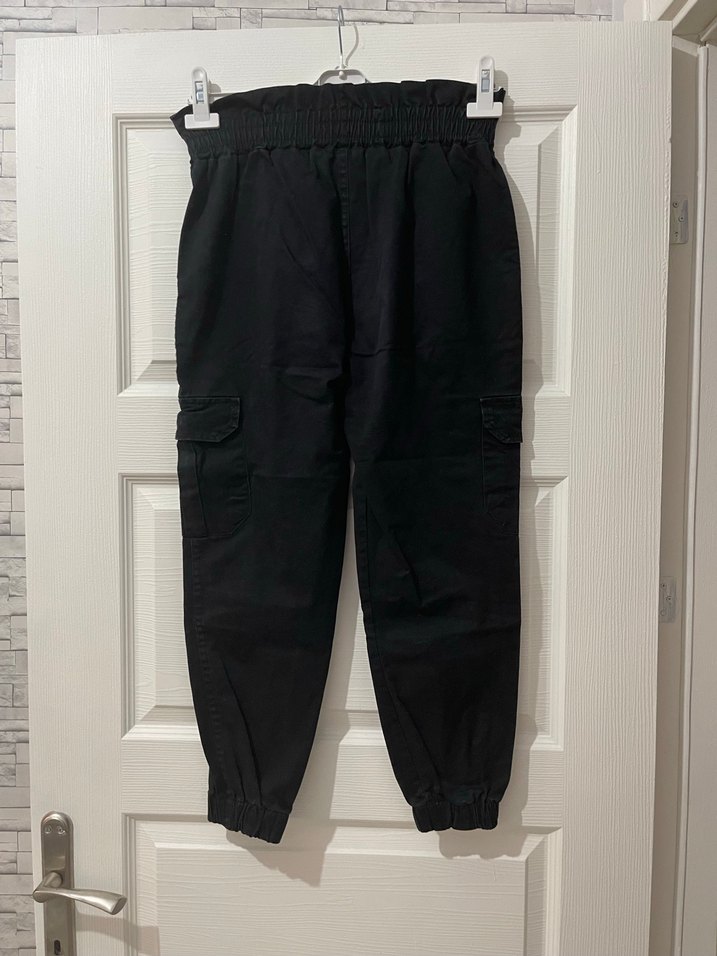 Kadın Siyah Kemerli Bol Kesim Denim Pantolon - Görsel 3