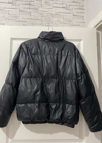 Kadın Siyah Deri Kışlık Mont - Görsel 2