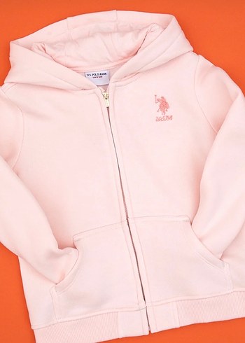 U.S Polo Xxs beden Pembe Kapüşonlu Hırka - Görsel 2