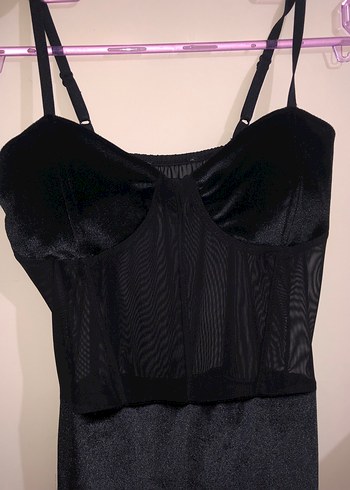 Siyah transparan mini süet elbise - Görsel 3