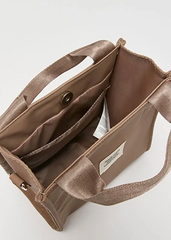 Fermuarlı Bej Kadın Deri Çanta - Görsel 2