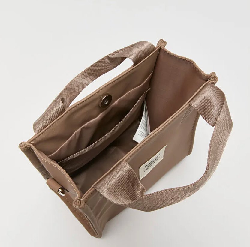 Fermuarlı Bej Kadın Deri Çanta - Görsel 2