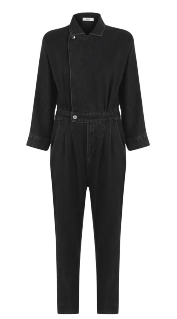 Siyah Denim Kadın Tulum Twist - Görsel 2