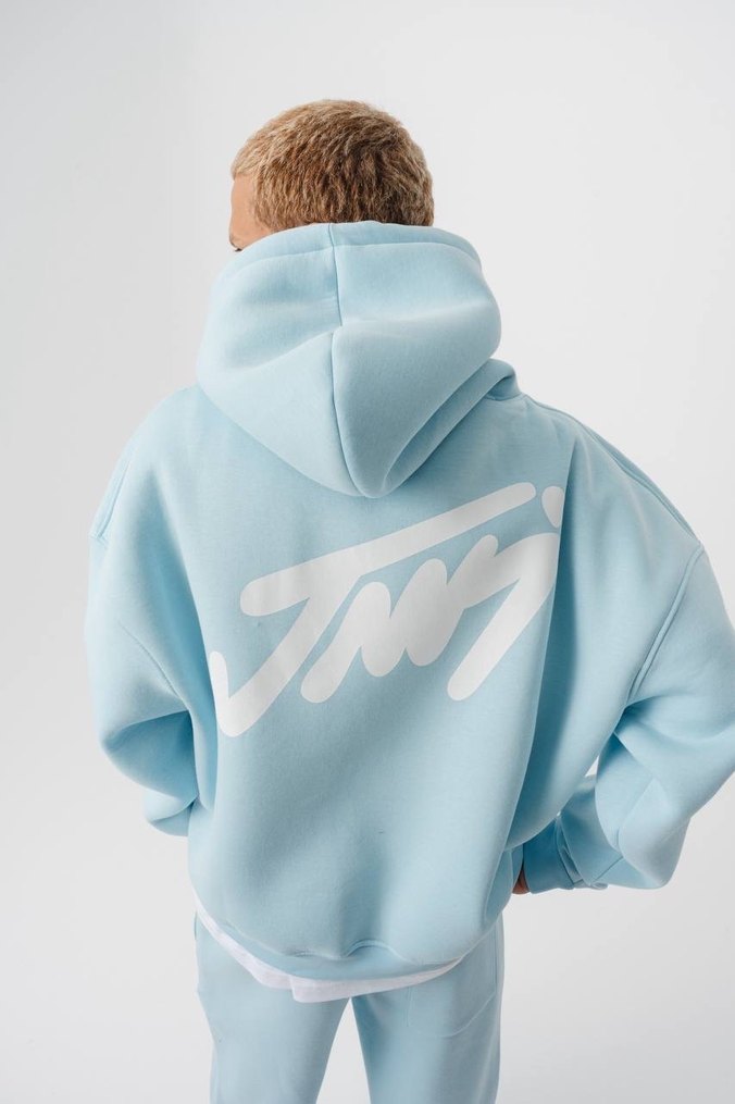 Mavi Kapüşonlu Sweatshirt - Görsel 2