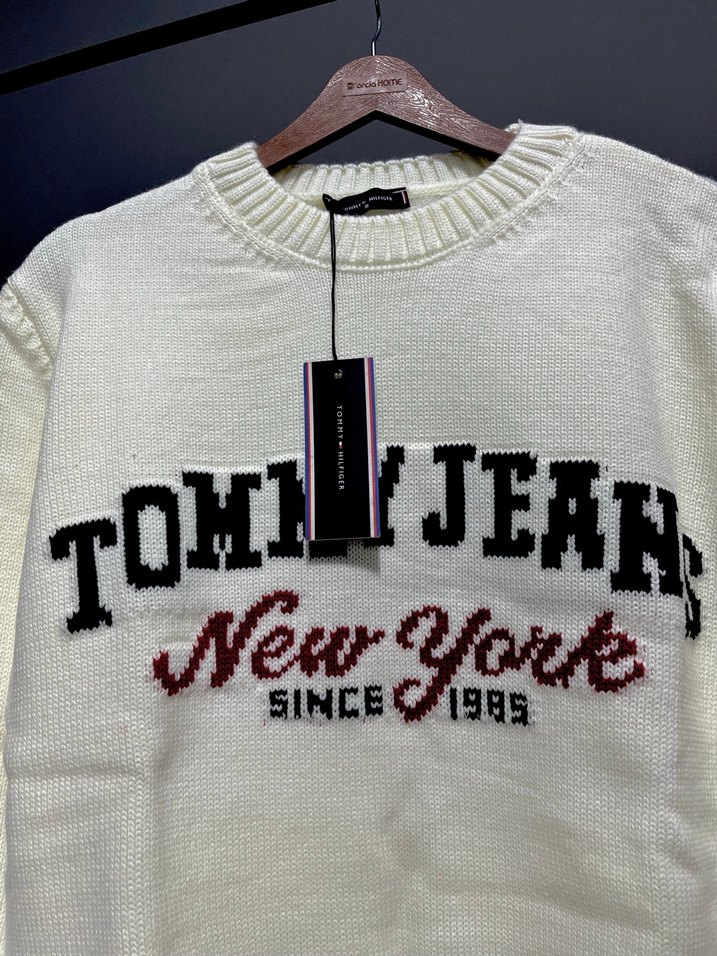 Tommy Jeans Beyaz Erkek Triko Kazak - Görsel 2