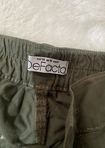 Kadın Haki Kamuflaj Keten Kemerli Rahat Pantolon - Görsel 2