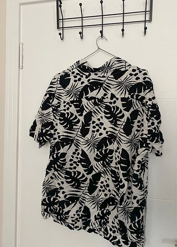 Gri Desenli Kısa Kollu unisex Gömlek - Görsel 2