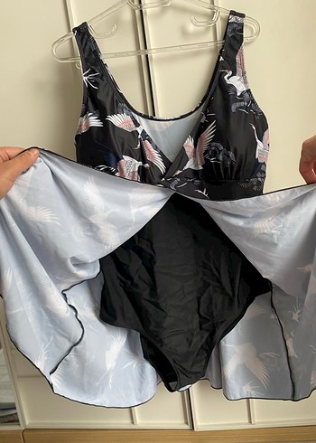 Siyah Desenli Midi Kadın Mayo - Görsel 2