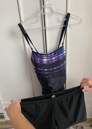 Mor Bağlama Desenli Pilili Strappy Mayo - Görsel 2