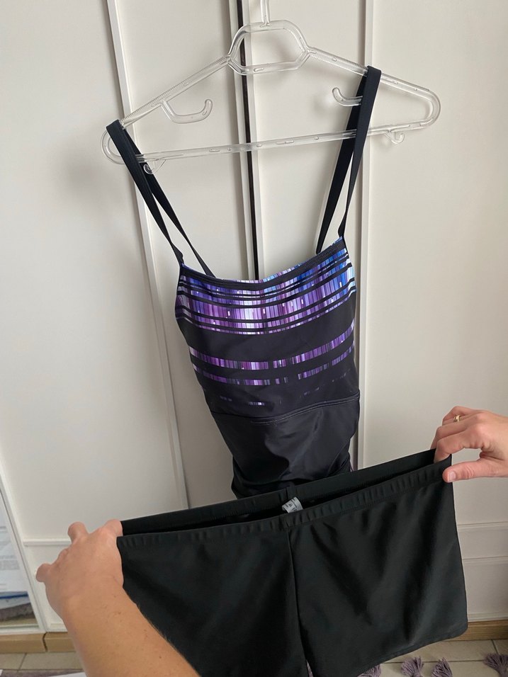 Mor Bağlama Desenli Pilili Strappy Mayo - Görsel 2