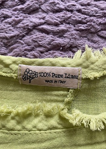 Bohem Yeşil Keten  Bluz, V Yakalı İtalya özel üretim - Görsel 3