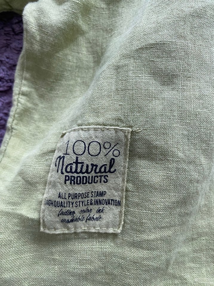 Bohem Yeşil Keten  Bluz, V Yakalı İtalya özel üretim - Görsel 2