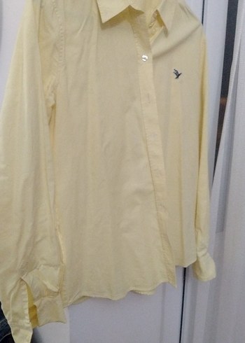 Sarı Uzun Kollu Düğmeli Pamuklu Gömlek - Görsel 4