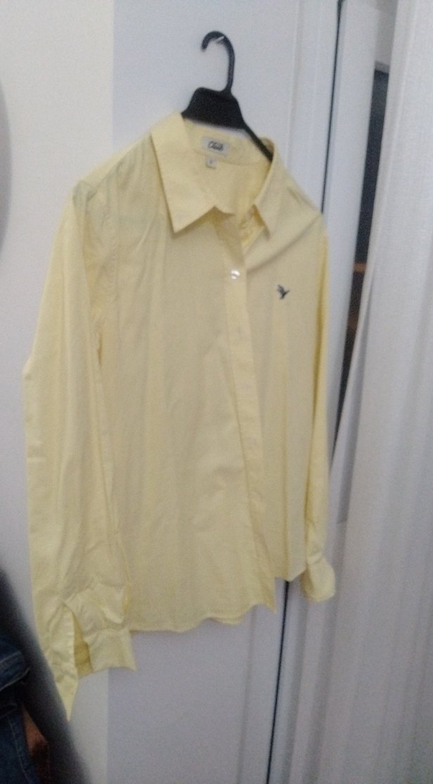 Sarı Uzun Kollu Düğmeli Pamuklu Gömlek - Görsel 2