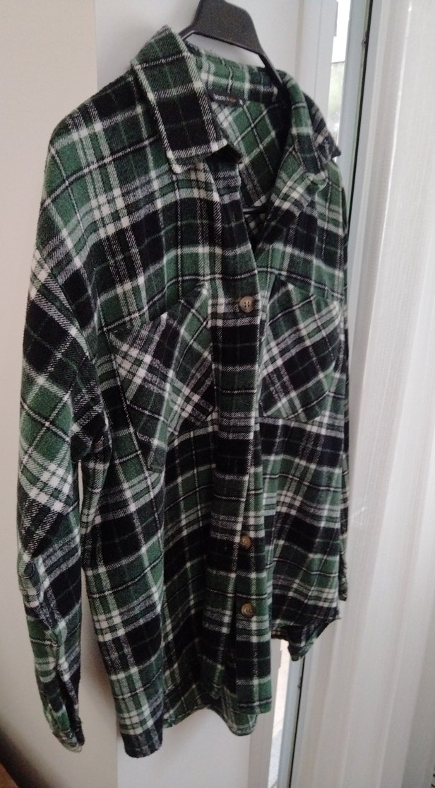 Düğmeli Yeşil Kadın Oduncu Gömlek - Görsel 3