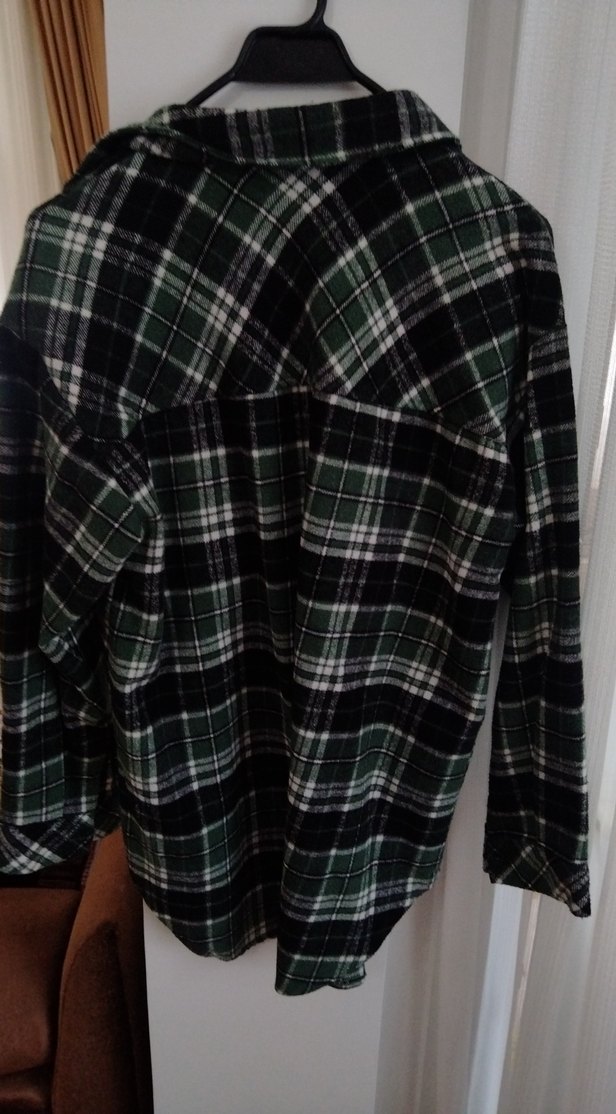 Düğmeli Yeşil Kadın Oduncu Gömlek - Görsel 4