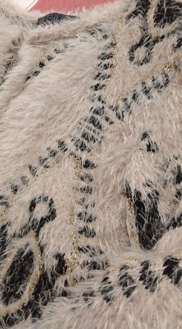 Sütlü kahve Nakışlı Kürklü Bohem Hırka - Görsel 2