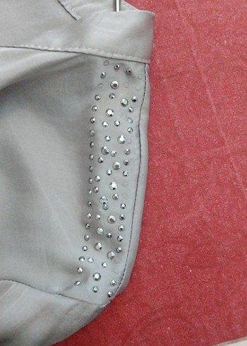 Gri Kadın V Yaka Uzun Kollu Gömlek - Görsel 6