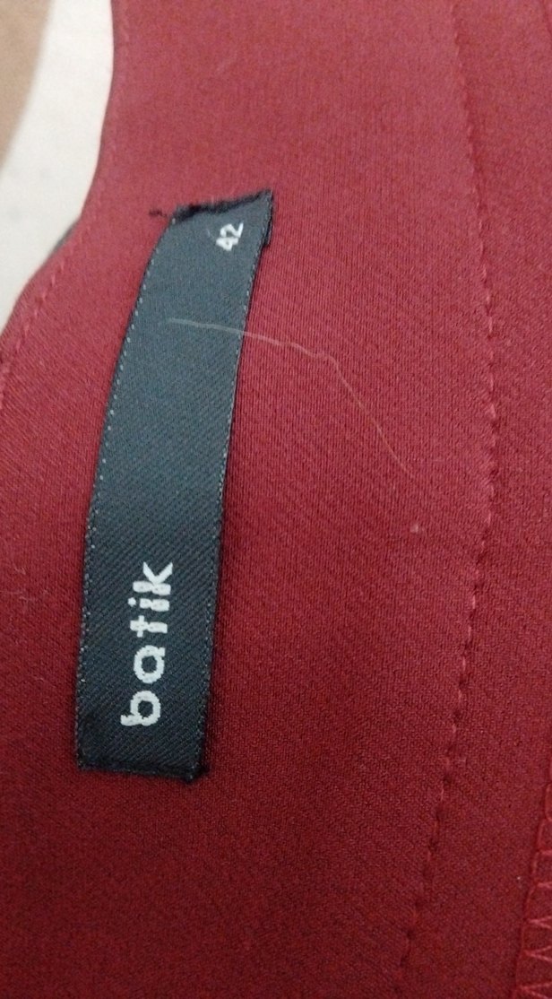 Bordo Kadın Düğmeli Kumaş Pantolon - Görsel 3