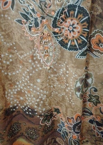 Bohem Uzun Kollu Desenli V Yaka Bluz - Görsel 3