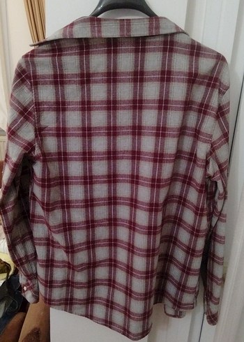 Bordo-Gri Kareli Kadın Gömlek - Görsel 4