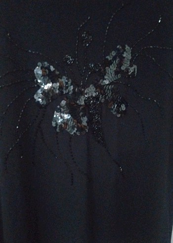 Siyah İşlemeli Boncuklu Gotik Abiye Bluz - Görsel 7