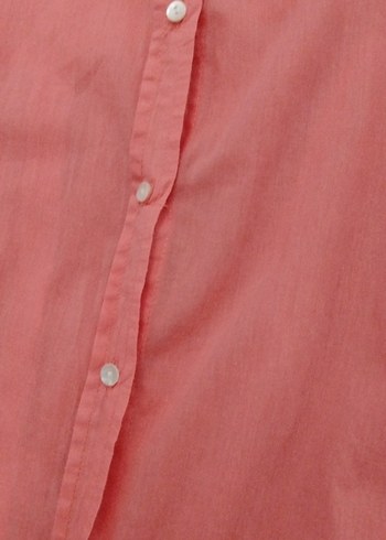 Düğmeli Pembe Keten Kadın Gömlek - Görsel 6