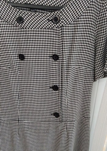 Gri Düğmeli Kısa Kollu Midi Kadın Elbise - Görsel 2