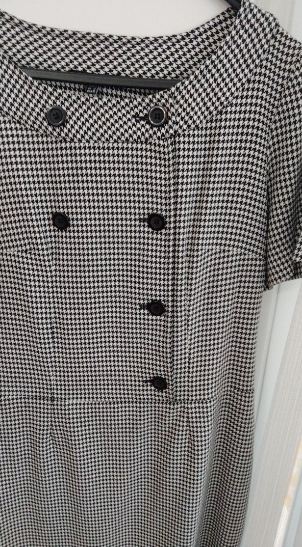 Gri Düğmeli Kısa Kollu Midi Kadın Elbise - Görsel 2