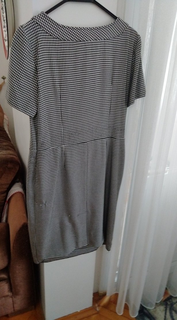 Gri Düğmeli Kısa Kollu Midi Kadın Elbise - Görsel 4