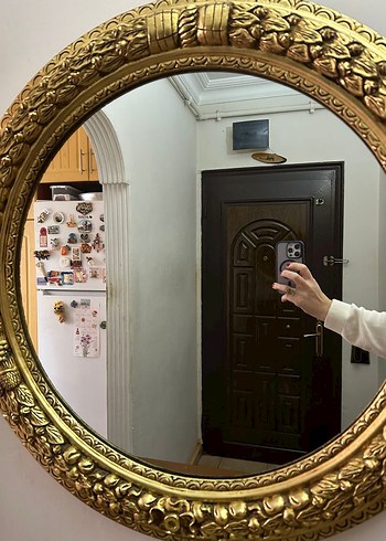 Altın Renkli Yuvarlak Dekoratif Ayna - Görsel 3