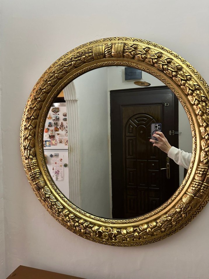 Altın Renkli Yuvarlak Dekoratif Ayna - Görsel 2