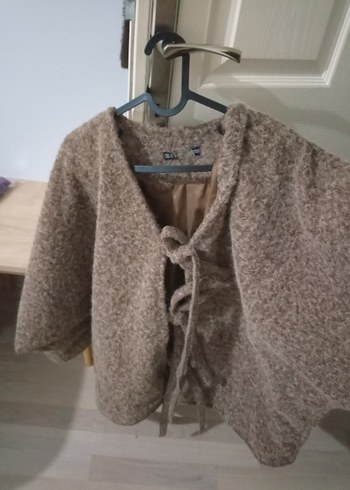 Örgü Detaylı Kahverengi Midi Kadın Kaban - Görsel 2