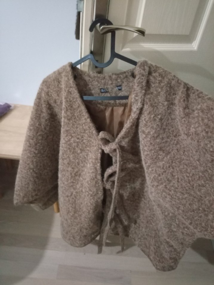 Örgü Detaylı Kahverengi Midi Kadın Kaban - Görsel 2