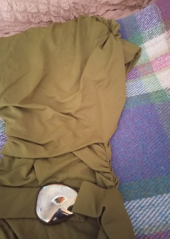 Kahverengi Drapeli Straplez Mini Elbise - Görsel 4