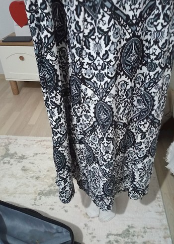 Bohem Desenli Uzun Gri Elbise - Görsel 4