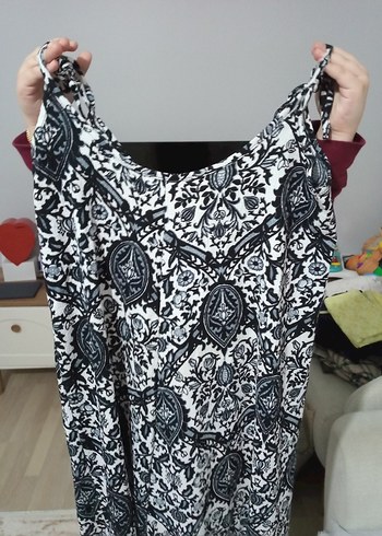 Bohem Desenli Uzun Gri Elbise - Görsel 3