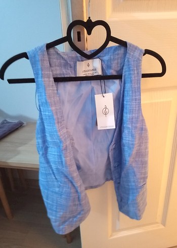 Düğmeli V Yaka Denim Yelek - Görsel 2