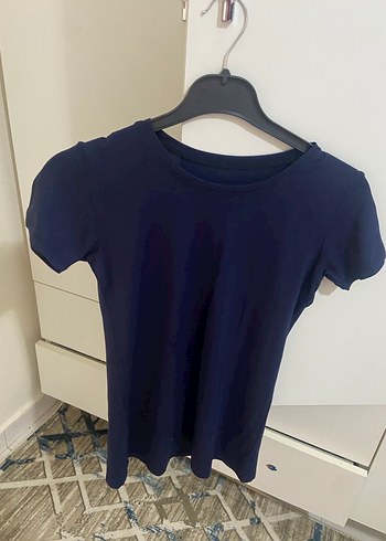 Lacivert Kısa Kollu Hamile Tişörtü - Görsel 2