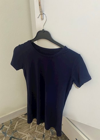 Lacivert Kısa Kollu Hamile Tişörtü - Görsel 3