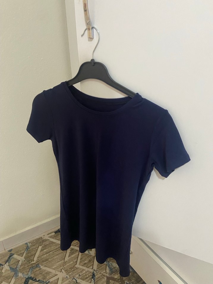 Lacivert Kısa Kollu Hamile Tişörtü - Görsel 3