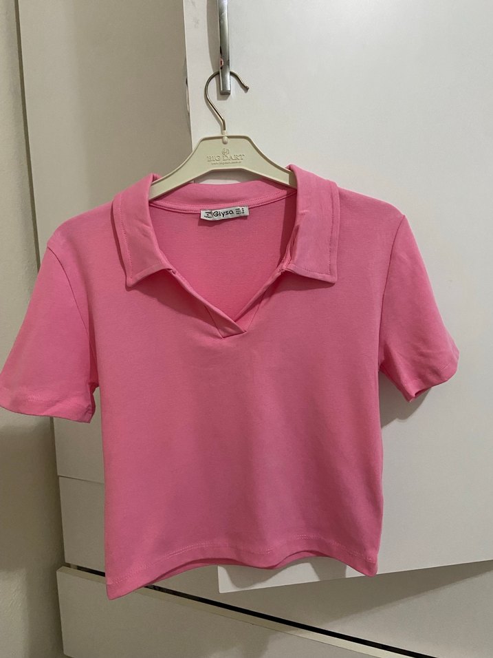 Pembe Kız Çocuk Polo Tişört - Görsel 5