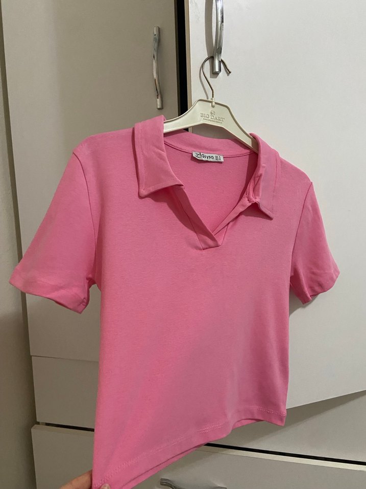 Pembe Kız Çocuk Polo Tişört - Görsel 4