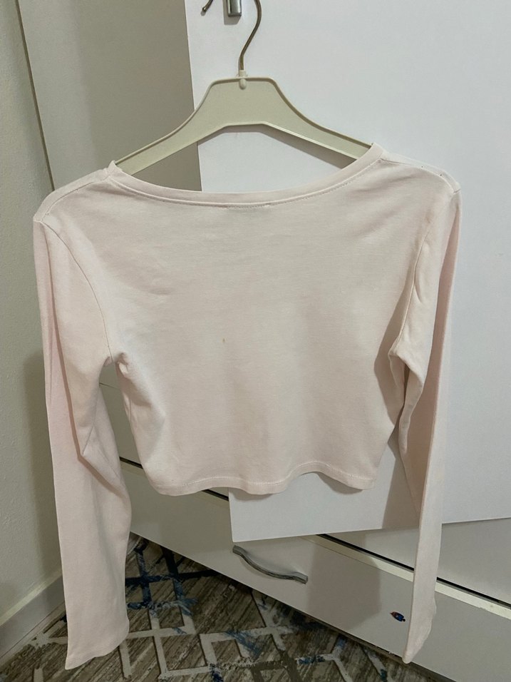 Bej Kadın Uzun Kollu Crop Top - Görsel 5