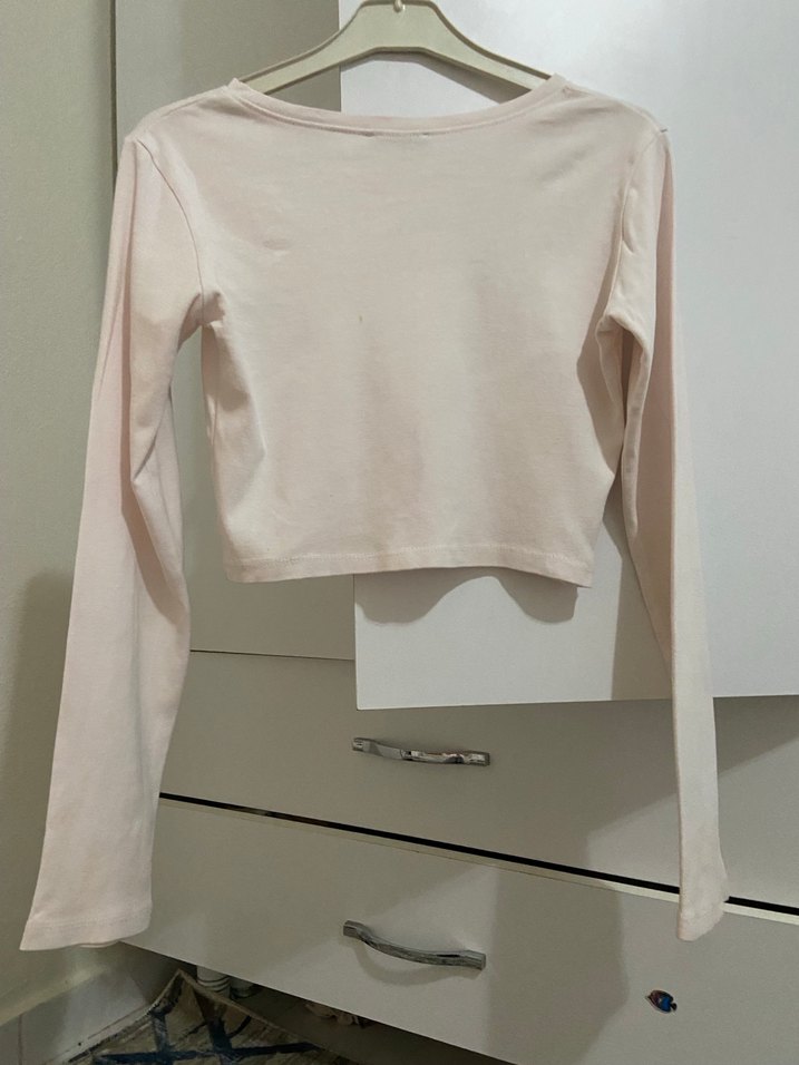 Bej Kadın Uzun Kollu Crop Top - Görsel 4