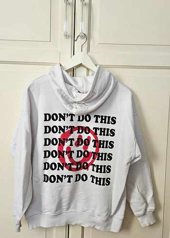 Addax Beyaz Kapüşonlu Oversize Kadın Sweatshirt
