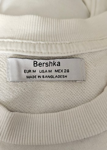 m Beden Kadın Beyaz Uzun Kollu Pamuklu Sweatshirt